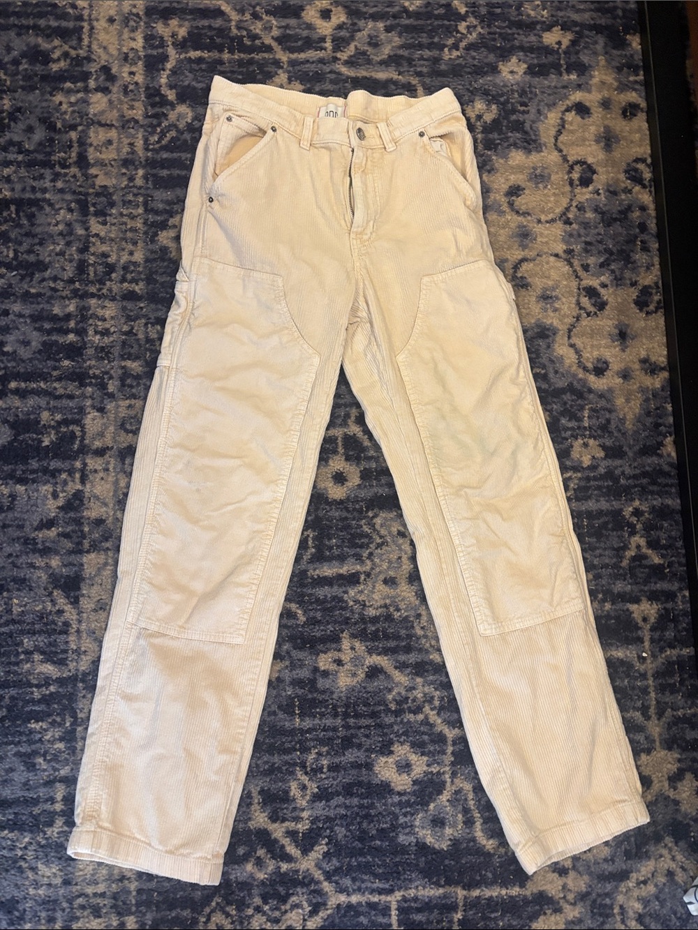 BDG Cream Straight-Leg Corduroy Workwear Pants